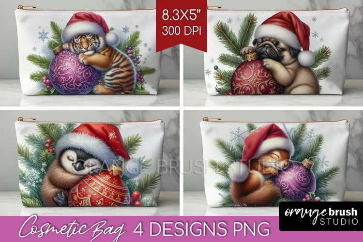 Christmas Animals Cosmetic Bag - Cute Christmas Makeup Bag