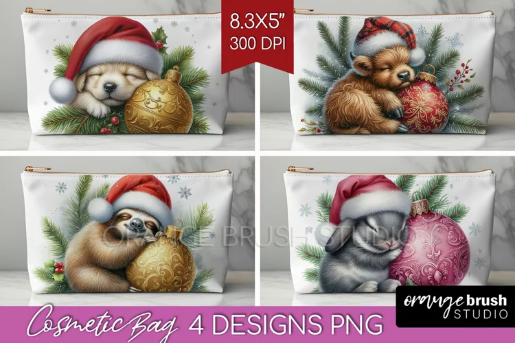 Christmas Animals Cosmetic Bag - Cute Christmas Makeup Bag