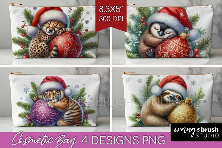 Christmas Animals Cosmetic Bag - Cute Christmas Makeup Bag
