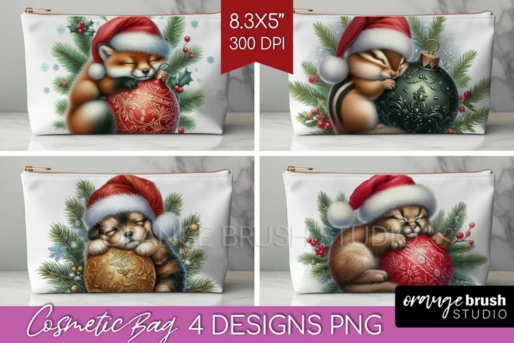Christmas Animals Cosmetic Bag - Cute Christmas Makeup Bag
