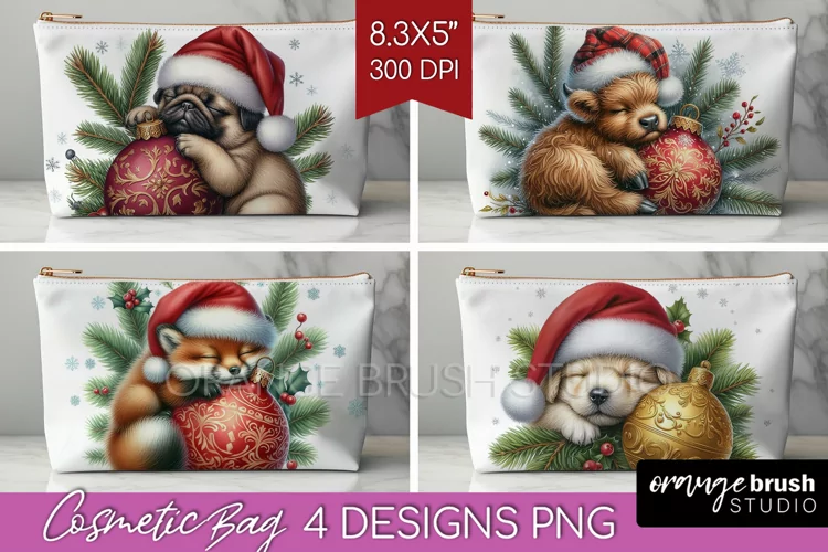 Christmas Animals Cosmetic Bag - Cute Christmas Makeup Bag