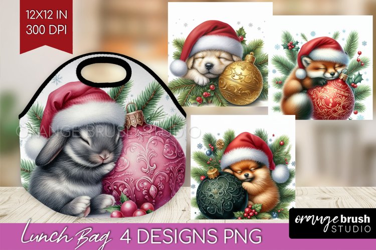 Christmas Animals Lunch Bag - Cute Christmas Lunch Bug PNG