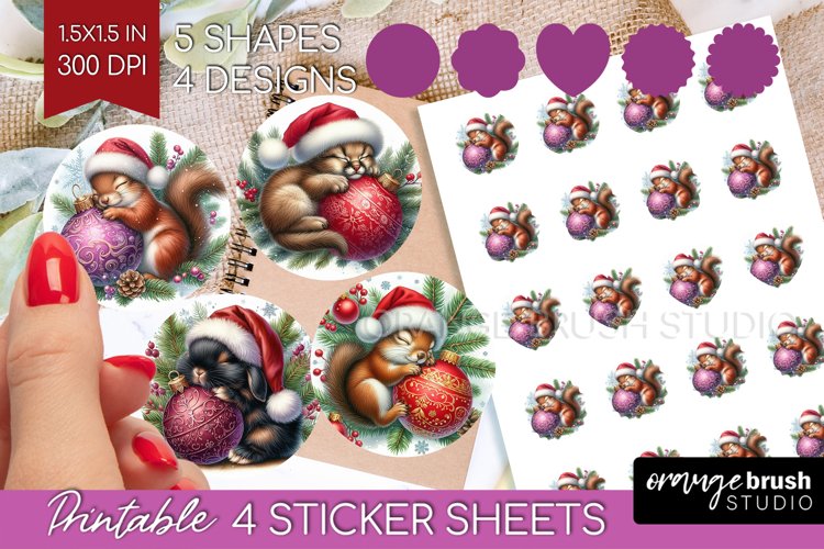 Christmas Animals Round Sticker - Cute Christmas Printable