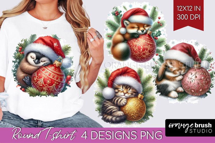 Christmas Animals Round Tshirt Background - Cute Christmas