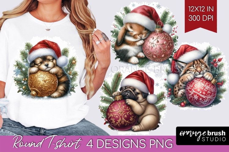 Christmas Animals Round Tshirt Background - Cute Christmas