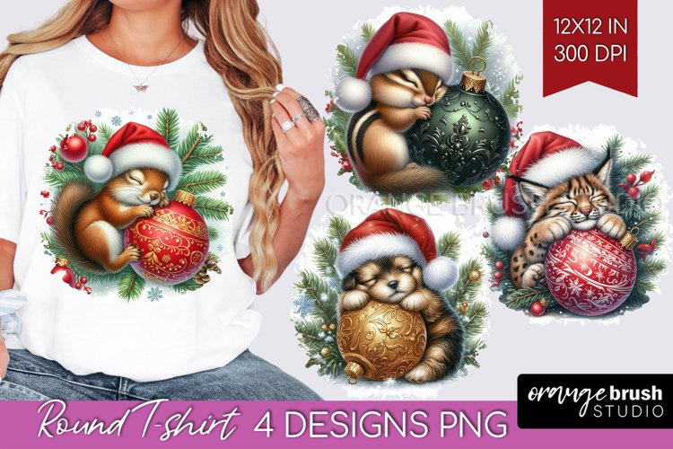 Christmas Animals Round Tshirt Background - Cute Christmas