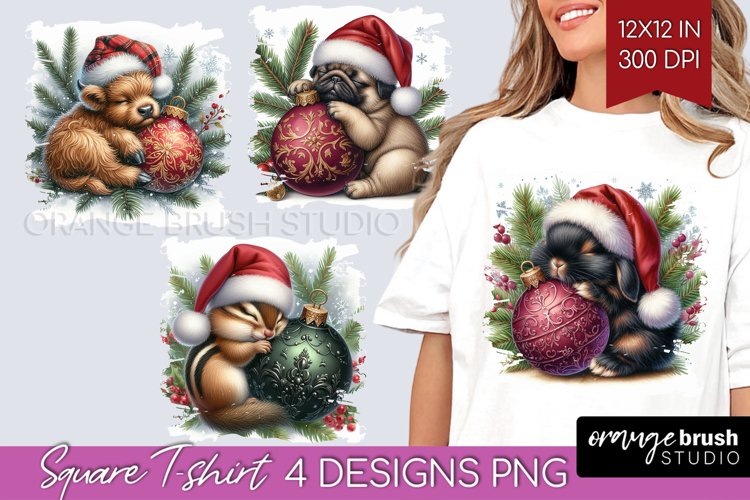 Christmas Animals Square Tshirt Background - Cute Christmas