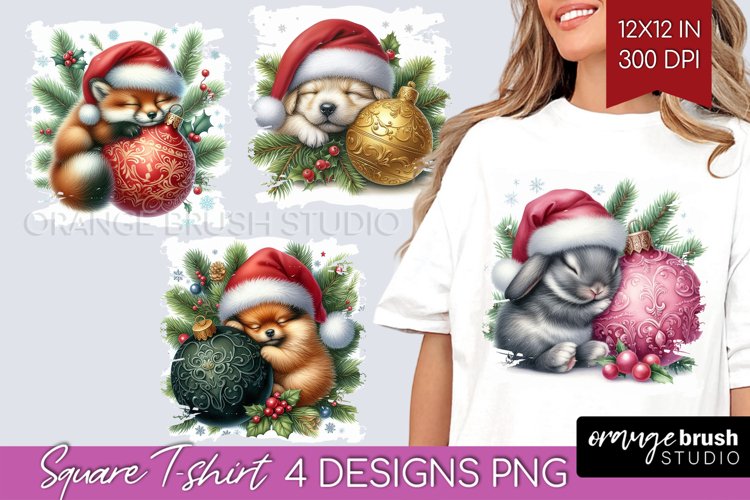 Christmas Animals Square Tshirt Background - Cute Christmas