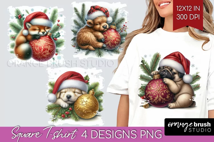 Christmas Animals Square Tshirt Background - Cute Christmas