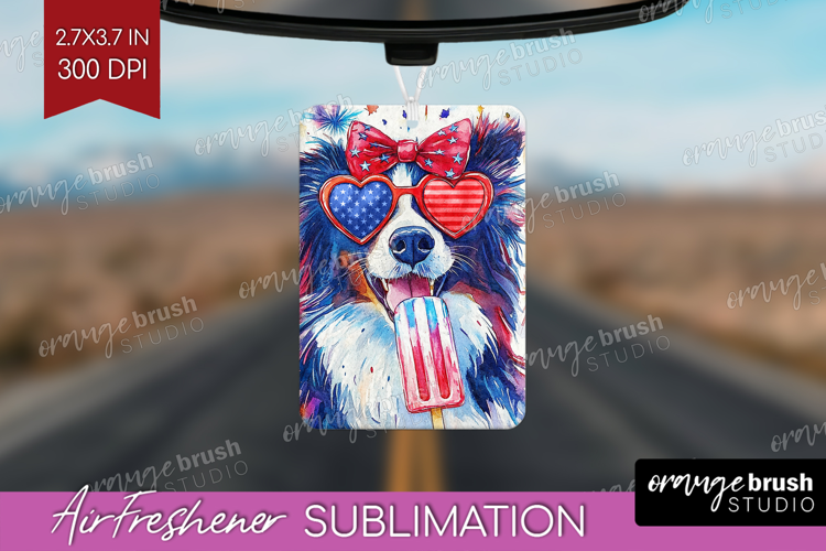 Collie Dog Air Freshener PNG 4th Of July PNG Sublimation