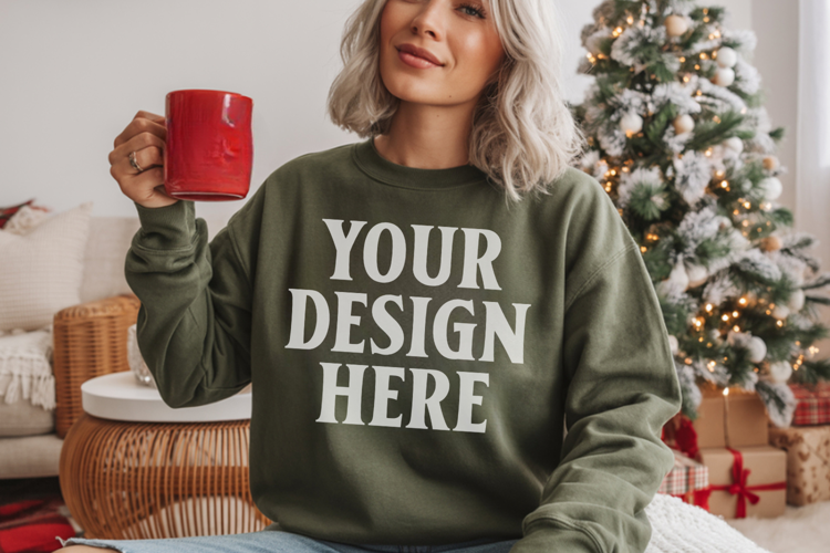 Comfort Colors 1566 Blue Spruce Sweatshirt Mockup | Real Mod