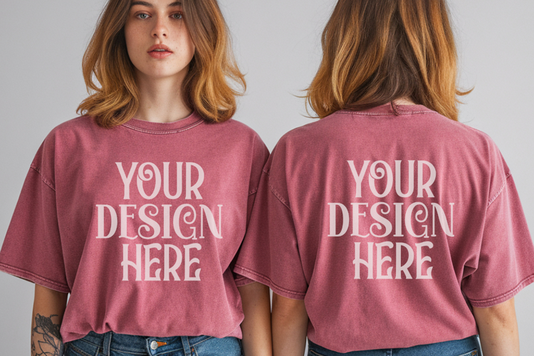 Comfort Colors 1717 Berry Front & back T shirt mockups