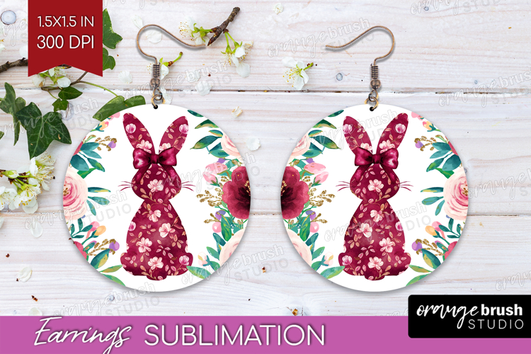 Coquette Easter Round Earrings - Easter PNG Sublimation