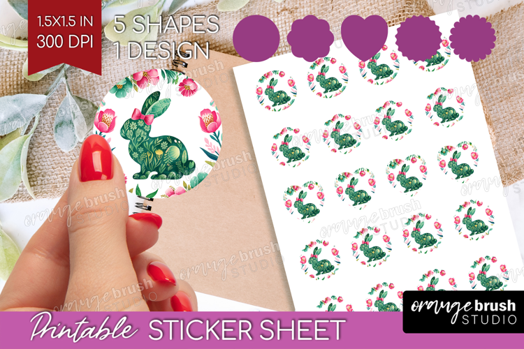 Coquette Easter Round Sticker - Easter Printable Sticker