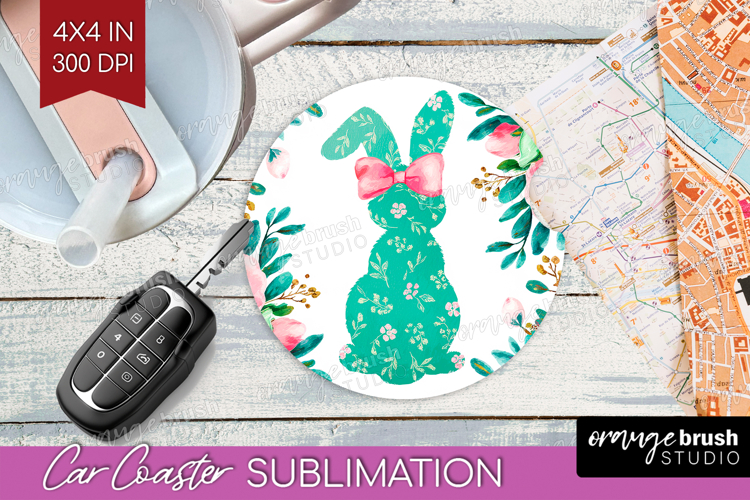 Coquette Easter Car Coaster - Easter Coaster PNG Sublimation