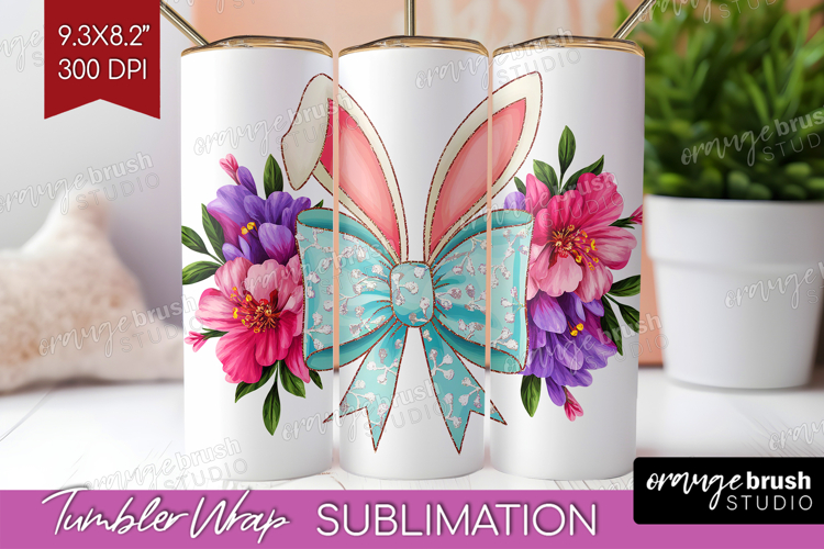 Coquette Easter Tumbler Wrap - Easter Tumbler PNG