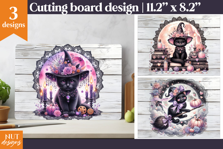 Mystic Black cat Fairy Cutting Board Halloween kitchen decor
