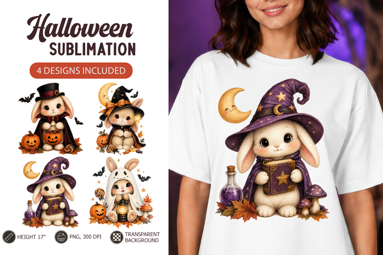 Cute Halloween Bunny Sublimation Baby animals