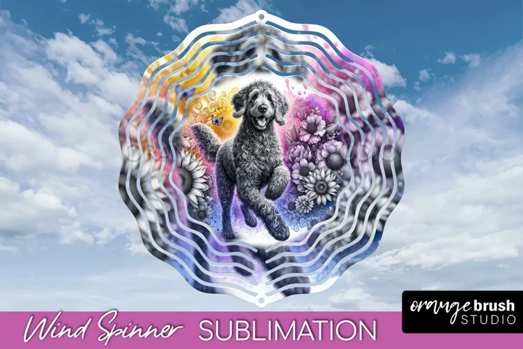 Curly-Coated Retriever Wind Spinner Dog Sublimation Floral