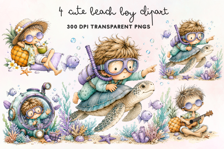Cute Beach Boy Clipart PNG