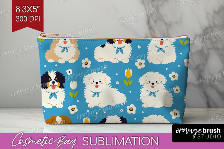Cute Dog Cosmetic Bag - Chibi Puppy Makeup Bag PNG example image 1