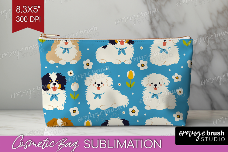 Cute Dog Cosmetic Bag - Chibi Puppy Makeup Bag PNG