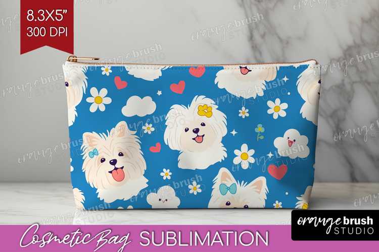 Cute Dog Cosmetic Bag - Chibi Puppy Makeup Bag PNG