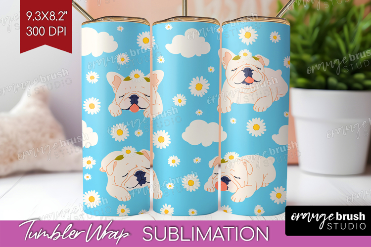 Cute Dog Tumbler Wrap - Chibi Puppy Tumbler PNG Sublimation