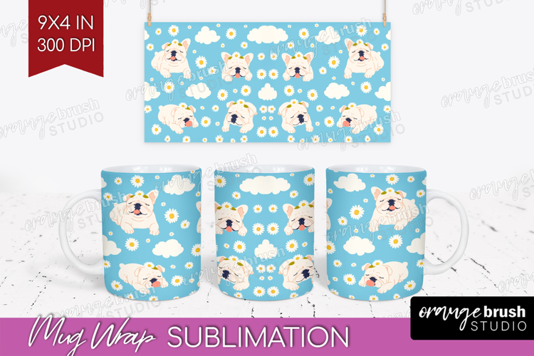 Cute Dog Mug Wrap - Chibi Puppy Mug PNG Sublimation