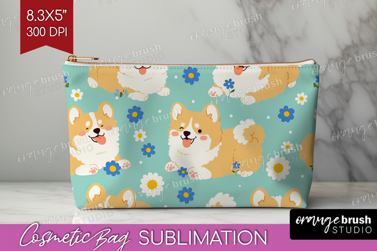 Cute Dog Cosmetic Bag - Chibi Puppy Makeup Bag PNG
