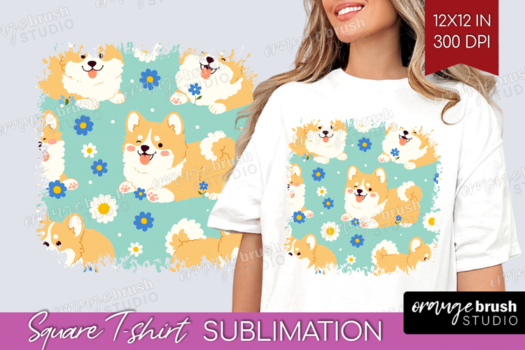 Cute Dog Square Tshirt Background - Chibi Puppy PNG