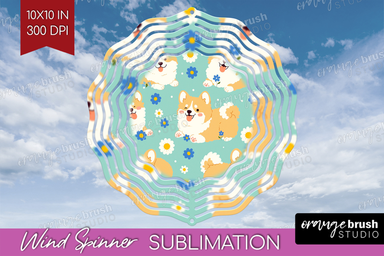 Cute Dog Wind Spinner Sublimation PNG - Chibi Puppy Round