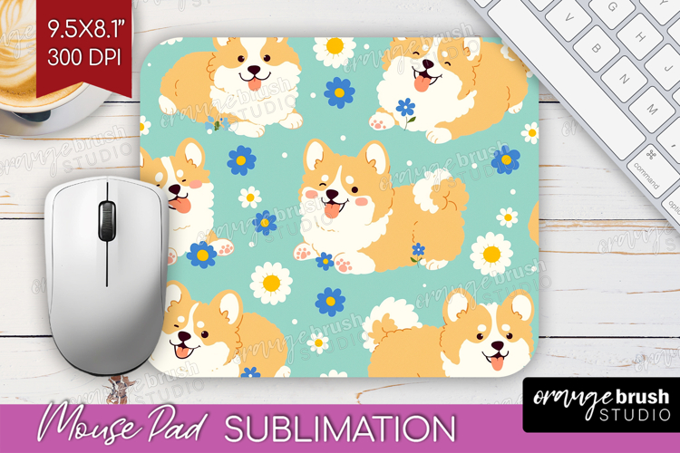 Cute Dog Mouse Pad Sublimation - Chibi Puppy Mousepad PNG
