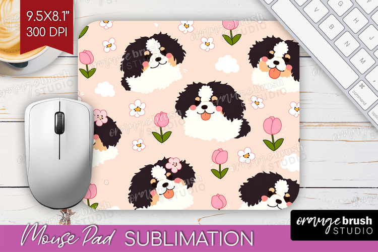 Cute Dog Mouse Pad Sublimation - Chibi Puppy Mousepad PNG