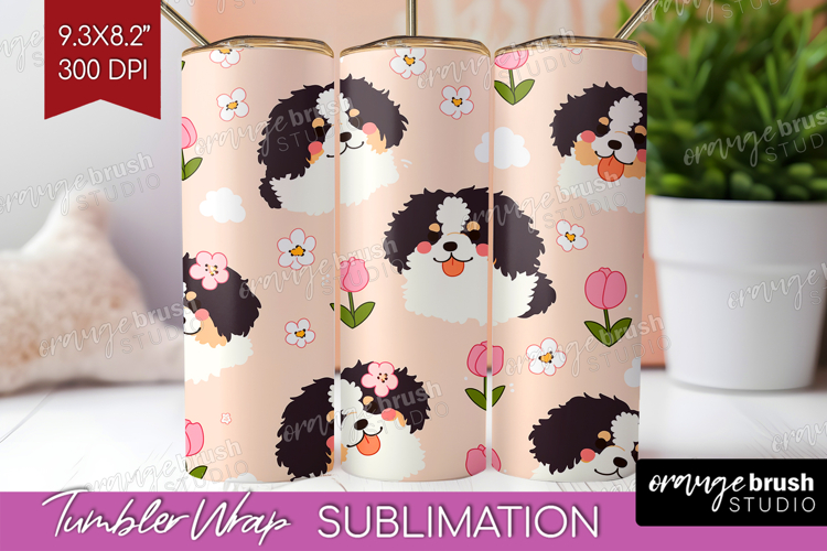 Cute Dog Tumbler Wrap - Chibi Puppy Tumbler PNG Sublimation