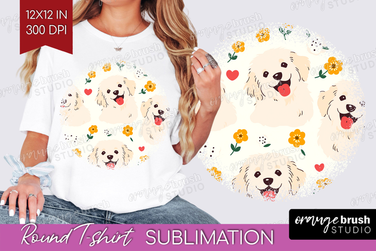 Cute Dog Round Tshirt Background - Chibi Puppy PNG