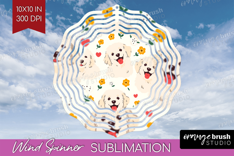 Cute Dog Wind Spinner Sublimation PNG - Chibi Puppy Round