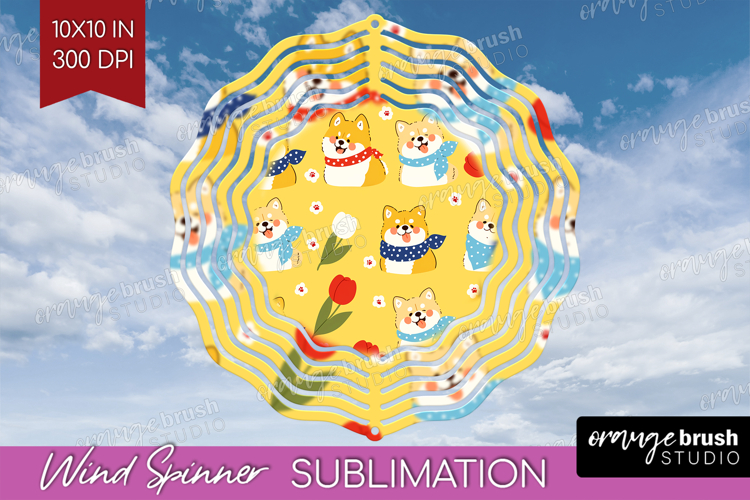 Cute Dog Wind Spinner Sublimation PNG - Chibi Puppy Round