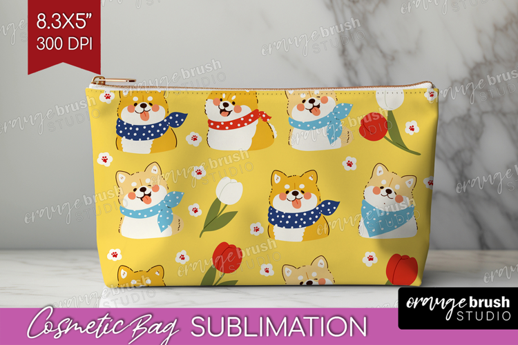 Cute Dog Cosmetic Bag - Chibi Puppy Makeup Bag PNG