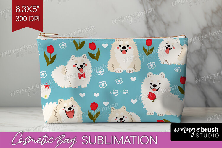 Cute Dog Cosmetic Bag - Chibi Puppy Makeup Bag PNG example image 1