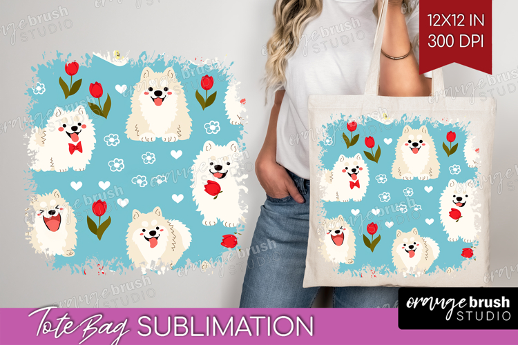 Cute Dog Tote Bag - Chibi Puppy Tote Bag PNG Sublimation