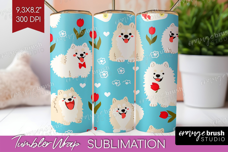 Cute Dog Tumbler Wrap - Chibi Puppy Tumbler PNG Sublimation