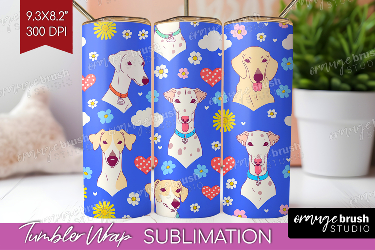 Cute Dog Tumbler Wrap - Chibi Puppy Tumbler PNG Sublimation