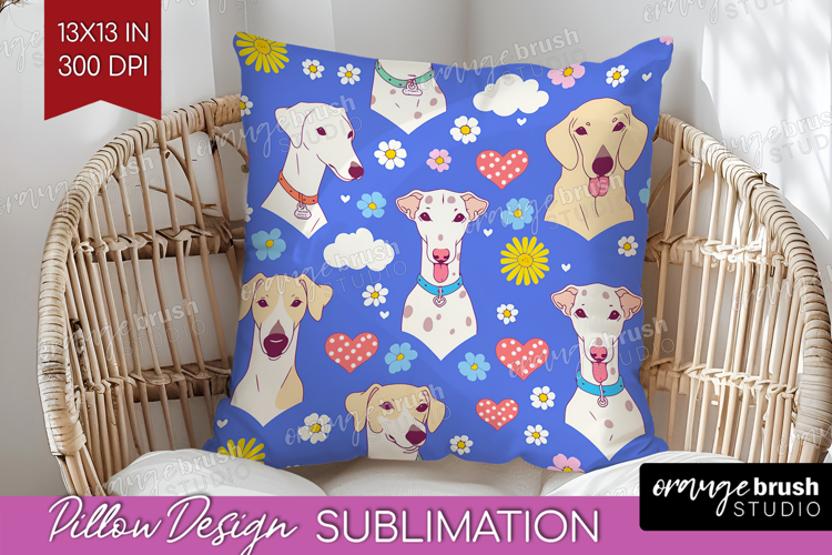 Cute Dog Pillow Sublimation - Chibi Puppy Pillow Cover PNG