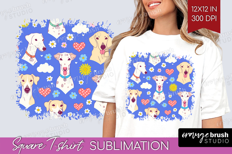Cute Dog Square Tshirt Background - Chibi Puppy PNG
