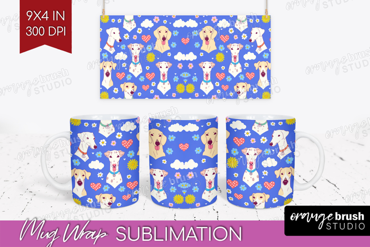 Cute Dog Mug Wrap - Chibi Puppy Mug PNG Sublimation