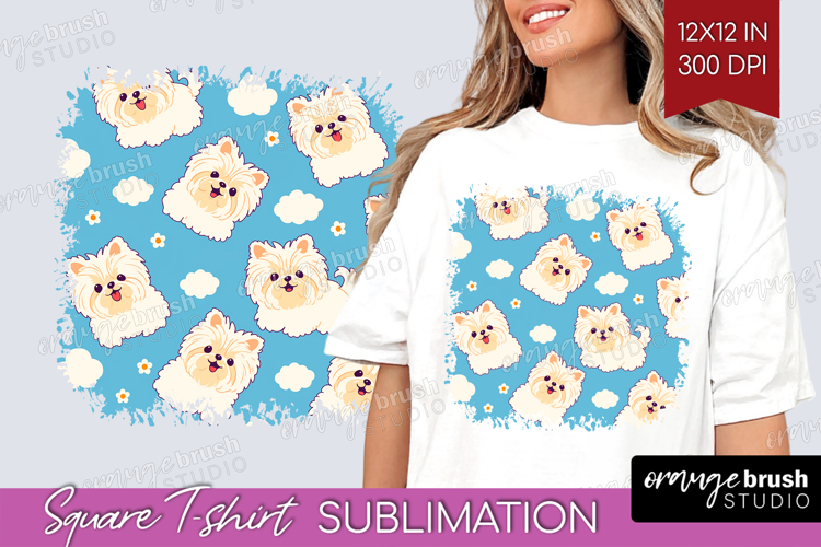 Cute Dog Square Tshirt Background - Chibi Puppy PNG