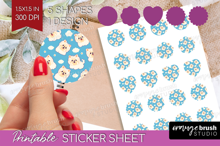 Cute Dog Round Sticker - Chibi Puppy Printable Sticker Sheet