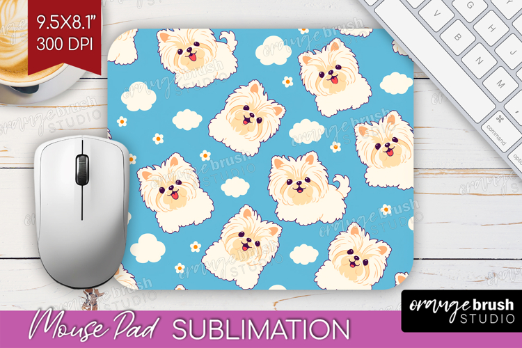 Cute Dog Mouse Pad Sublimation - Chibi Puppy Mousepad PNG