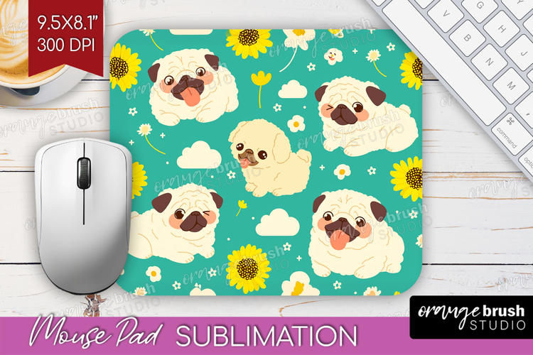 Cute Dog Mouse Pad Sublimation - Chibi Puppy Mousepad PNG